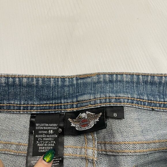 Harley Davidson Women’s Studded Bootcut Denim Jeans Size 8 - Picture 4 of 9